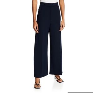 Oak and Fort Wide Leg High Rise Trouser Pant Navy